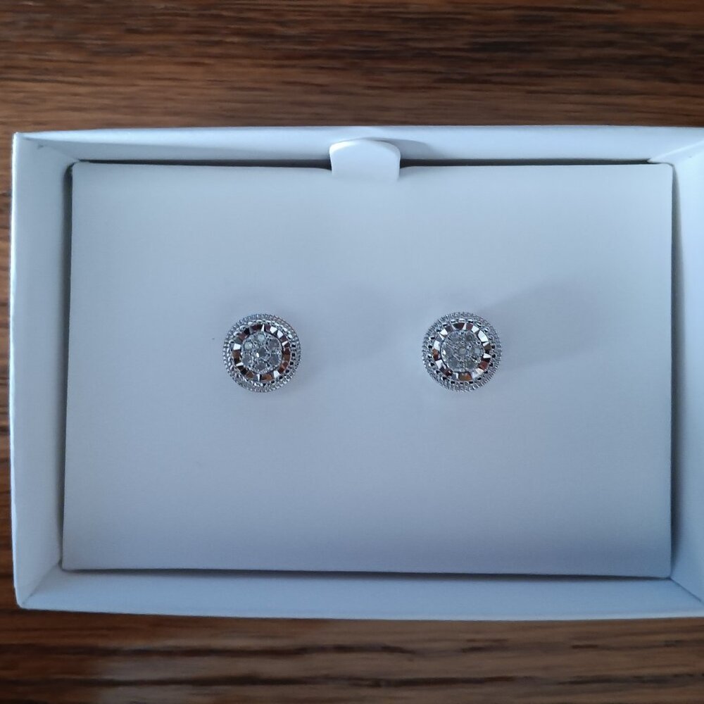 *Price Drop*  Belk & Co. 1/10 ct. t.w. Diamond sterling silver Stud Earrings